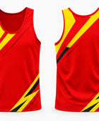 Red & Yellow Performance Tank – Team Athletic Sleeveless Compression Top, Wholesale Bulk, Low MOQ