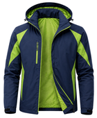 Waterproof Hooded Jacket Navy and Lime Green | B2B Low MOQ