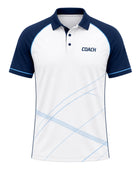 Custom White Tennis Coach Polo – Navy Staff Shirt for Clubs
