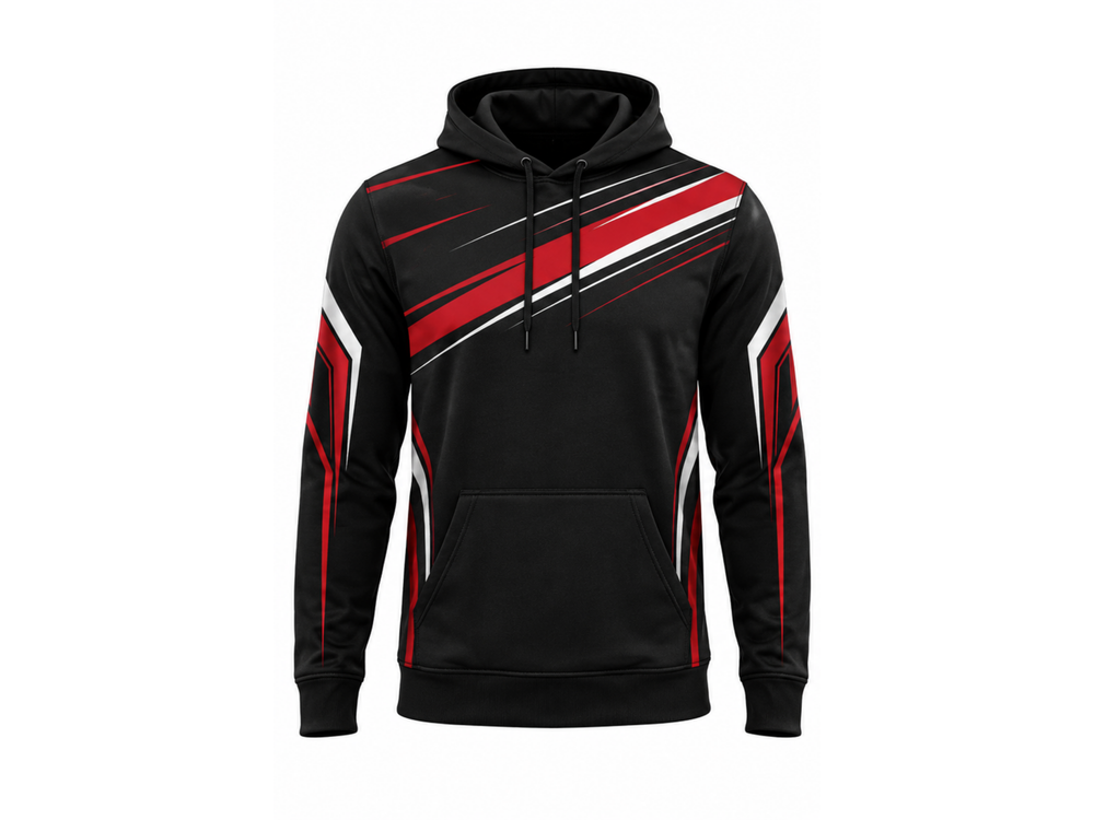 B2B Cornhole Hoodie Black Red White Teamwear for Wholesale Sports Buyers front design preview
