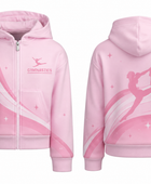 Custom Gymnastics Team Hoodie | Wholesale Gym Club Full-Zip Hoodie | Light Pink White | Apparels Bridge