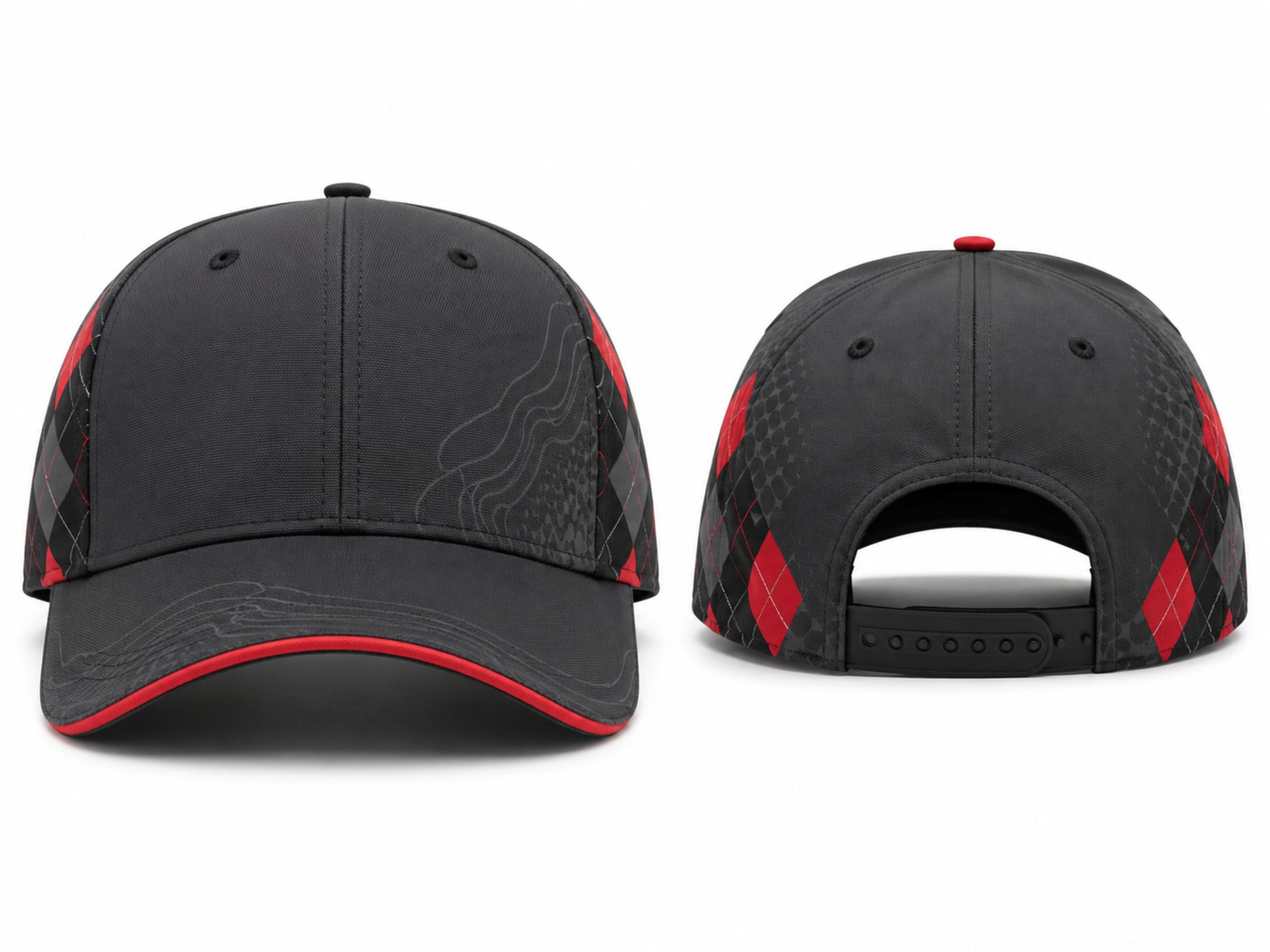 Custom Golf Cap | Wholesale Team Sports Cap | Charcoal Red | Apparels Bridge