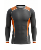 Custom MMA Rash Guard Full Sleeve – Charcoal Orange Combat Teamwear for Wholesale Buyers