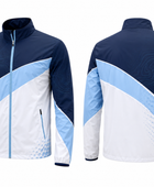 Custom Golf Rain Jacket | Wholesale Golf Club Windbreaker Jacket | Navy Light Blue White | Apparels Bridge