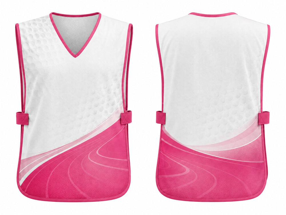 Custom Golf Caddie Bib B2B Golf Tournament Caddie Vest White Pink Hot Pink front design preview