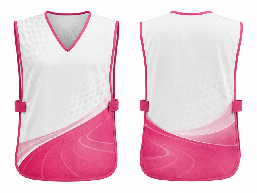 Custom Golf Caddie Bib | Wholesale Golf Tournament Caddie Vest | White Pink Hot Pink | Apparels Bridge design preview