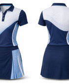 Custom Women's Golf Polo and Skort Set | Wholesale Ladies Golf Uniform | Navy Blue White | Apparels Bridge