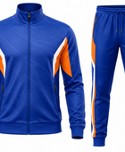 Custom Training and Lifestyle Tracksuit | Wholesale Jogging Suit Set | Royal Blue Orange White | Apparels Bridge