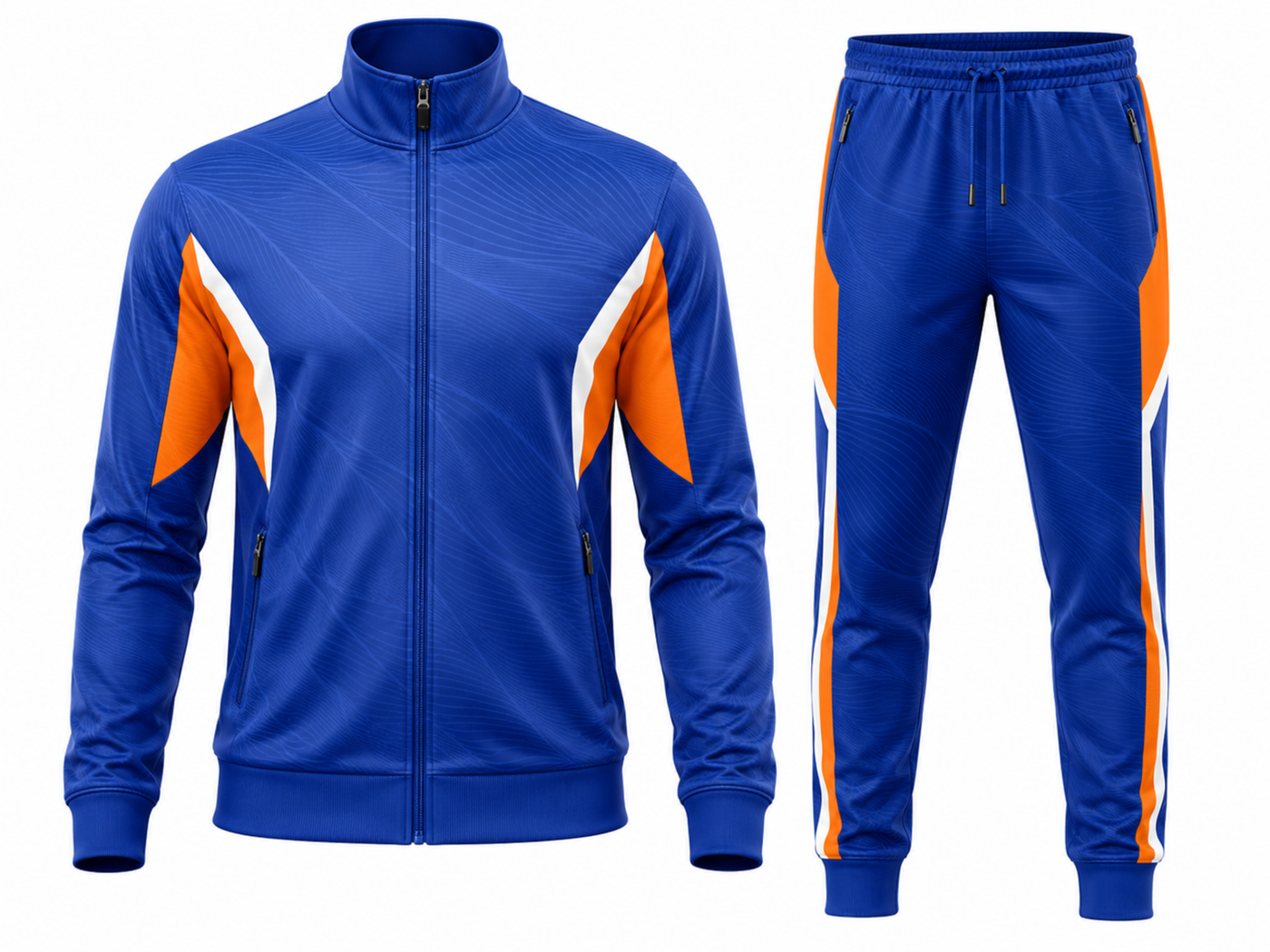 B2B Training Lifestyle Tracksuit Jogging Suit Set Royal Blue Orange White