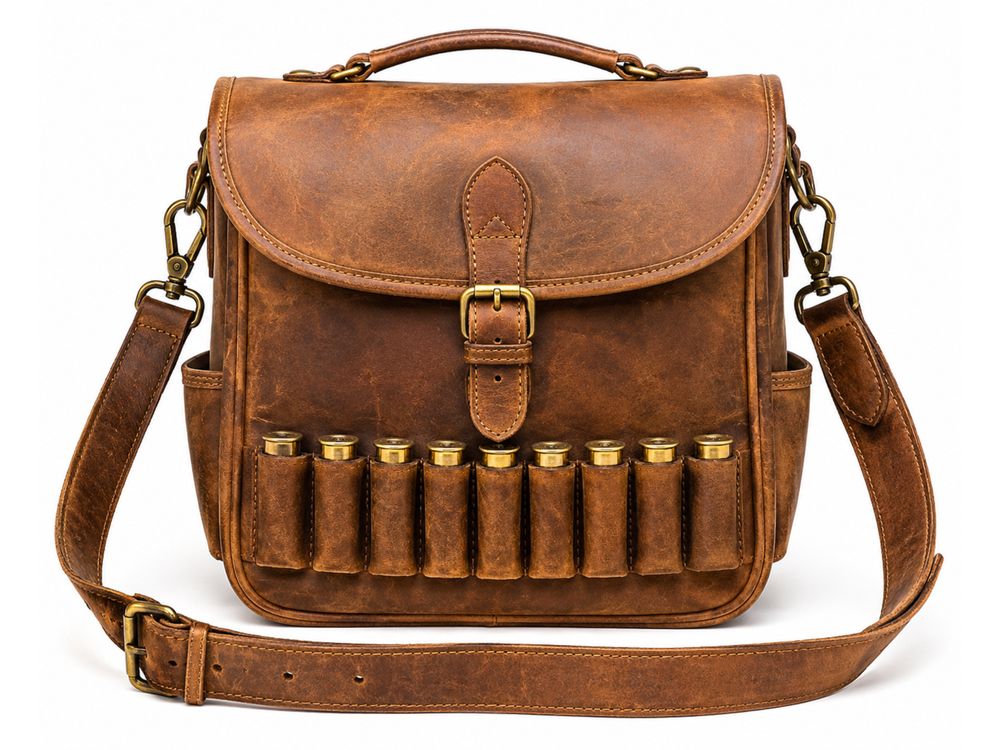 Hunting Cartridge Leather Satchel Bag – Tan Brown | B2B Low MOQ front design preview