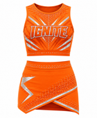 Custom Orange Competition Cheer Uniform – Sleeveless Crop Top & Skirt Set