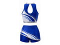 Custom Dance Team Uniform – Blue White Skirt Set for Wholesale Studio and Academy Buyers