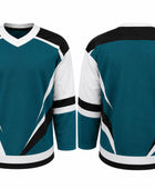 Custom Practice Ice Hockey Jersey – Teal Black White Sublimated Team Jersey for Wholesale Orders