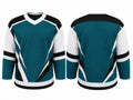 Custom Practice Ice Hockey Jersey – Teal Black White Sublimated Team Jersey for Wholesale Orders