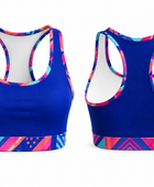 Custom Training and Lifestyle Sports Bra | Wholesale Gym Activewear Sports Bra | Royal Blue Pink Multi-Color | Apparels Bridge
