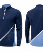 Custom Golf Quarter-Zip Pullover | Wholesale Golf Club Midlayer Top | Navy Light Blue White | Apparels Bridge
