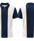Custom Training and Lifestyle Polo Shirt | Wholesale Gym Team Polo | White Navy Gold | Apparels Bridge