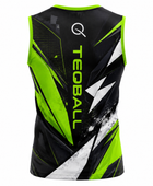 Custom Sleeveless Teqball Jersey – Black Neon Green Teamwear for Wholesale Buyers