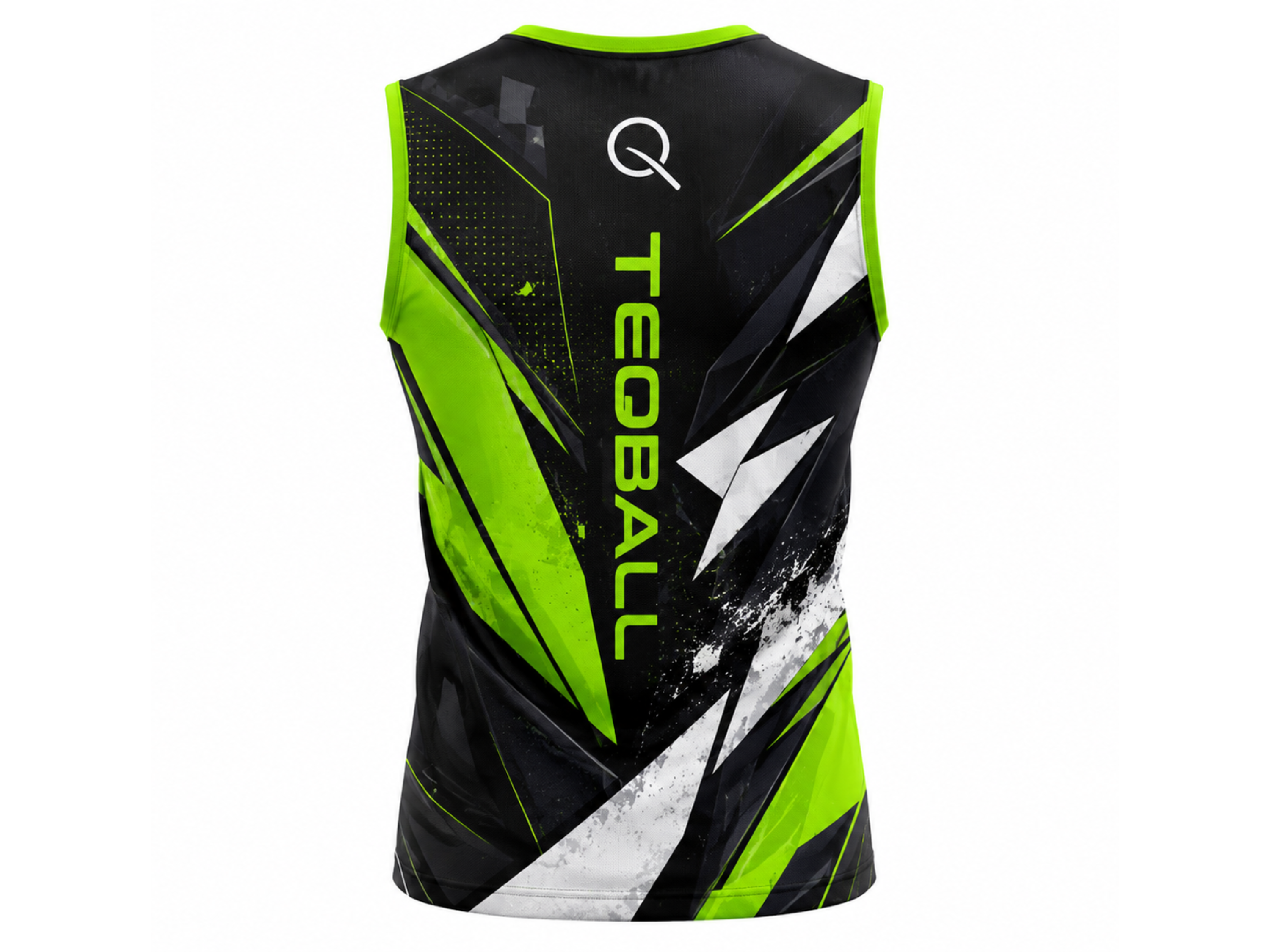 Custom Sleeveless Teqball Jersey – Black Neon Green Teamwear for Wholesale Buyers