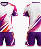 Custom White Purple Soccer Uniform | Wholesale Jersey and Shorts Set for Bulk Team Orders
