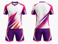 Custom White Purple Soccer Uniform | Wholesale Jersey and Shorts Set for Bulk Team Orders