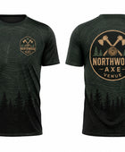 Custom Forest Green Axe Throwing Venue T-Shirt | Wholesale Apparel