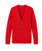 School V-Neck Sweater Cardigan Red | B2B Low MOQ Wholesale Manufacturer