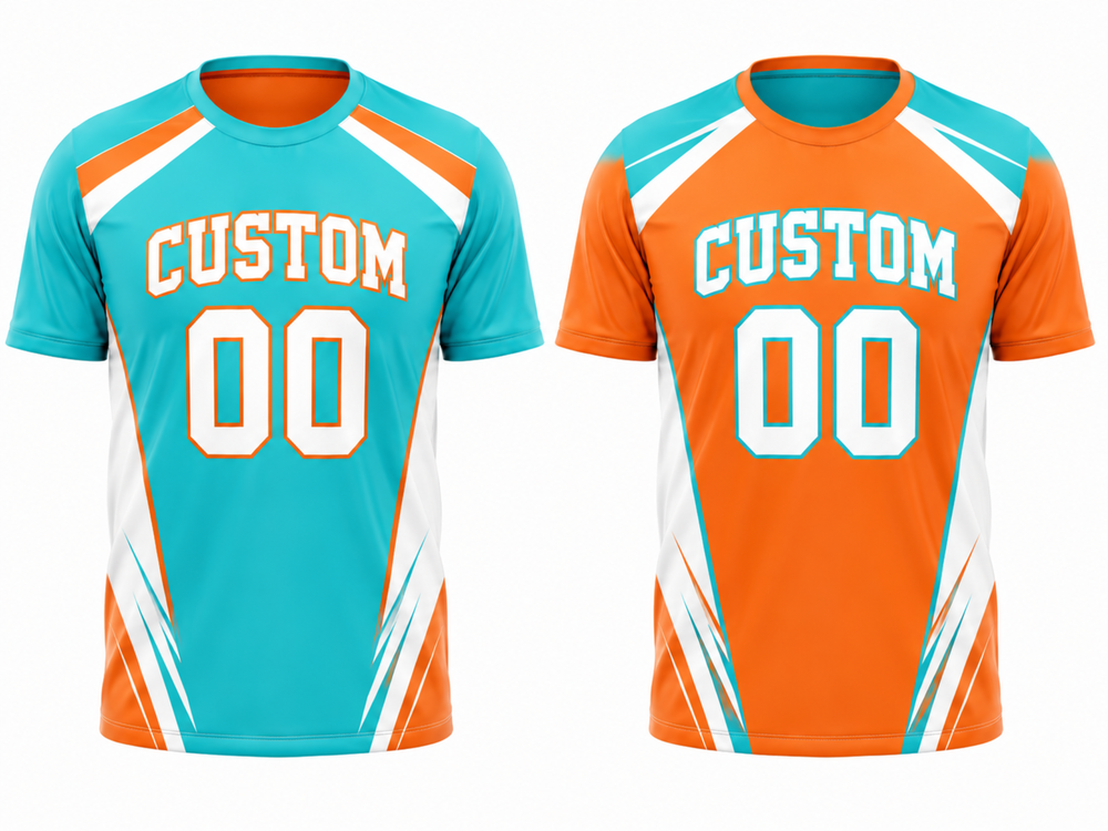 Custom Teal Orange Flag Football Reversible Jersey – Wholesale Team Jersey front design preview