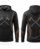 Custom Black Orange Sublimated Axe Throwing Pullover Hoodie – Team Apparel