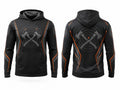 Custom Black Orange Sublimated Axe Throwing Pullover Hoodie – Team Apparel