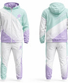 Custom Pickleball Warm-Up Set | Wholesale Pickleball Team Hooded Jacket and Pants | Mint Green Lavender White | Apparels Bridge