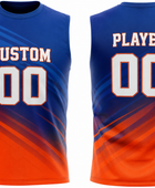 Custom Blue Orange Flag Football Practice Jersey – Sleeveless Team Jersey