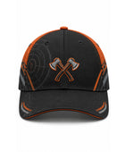 Axe Throwing Cap – Black Orange Target Design Custom Team Hat | Wholesale