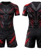 Custom Black & Red Combat Uniform Team Set Wholesale, Low MOQ, Personalized Name & Number