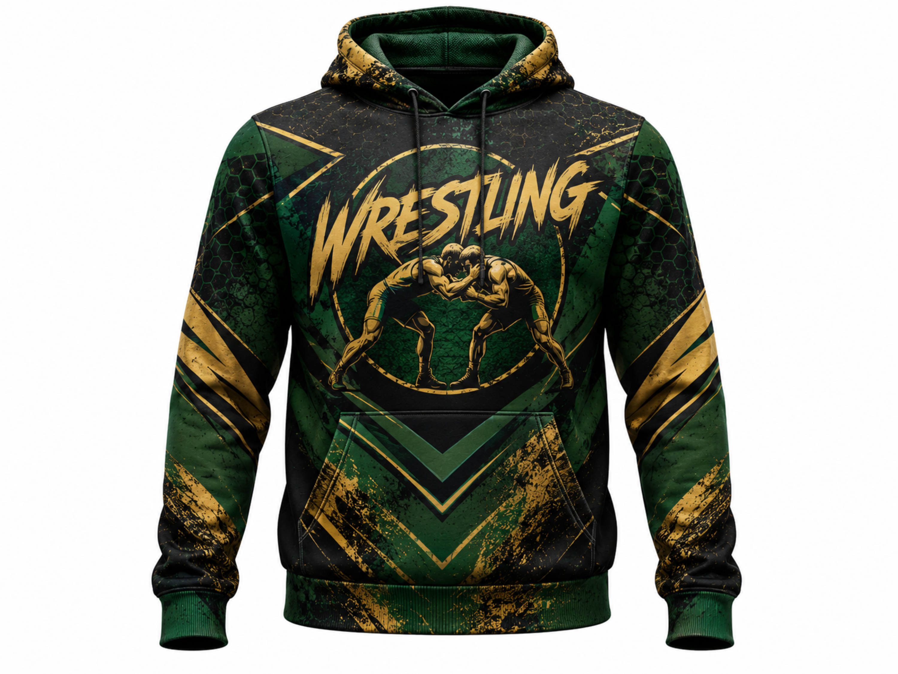Custom Wrestling Hoodie | Wholesale Wrestling Team Hoodie | Forest Green Black Gold | Apparels Bridge
