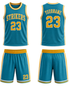Teal/Yellow Basketball Uniform – Wholesale Bulk Team Kit, Low MOQ, B2B Performance Apparel