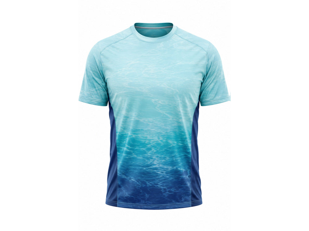 Custom Fishing Shirt | Wholesale Fishing Team Short Sleeve Shirt | Teal Blue Gradient | Apparels Bridge front design preview