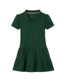 School Short Sleeve Ruffle Piqué Polo Dress Forest Green | B2B Low MOQ Wholesale