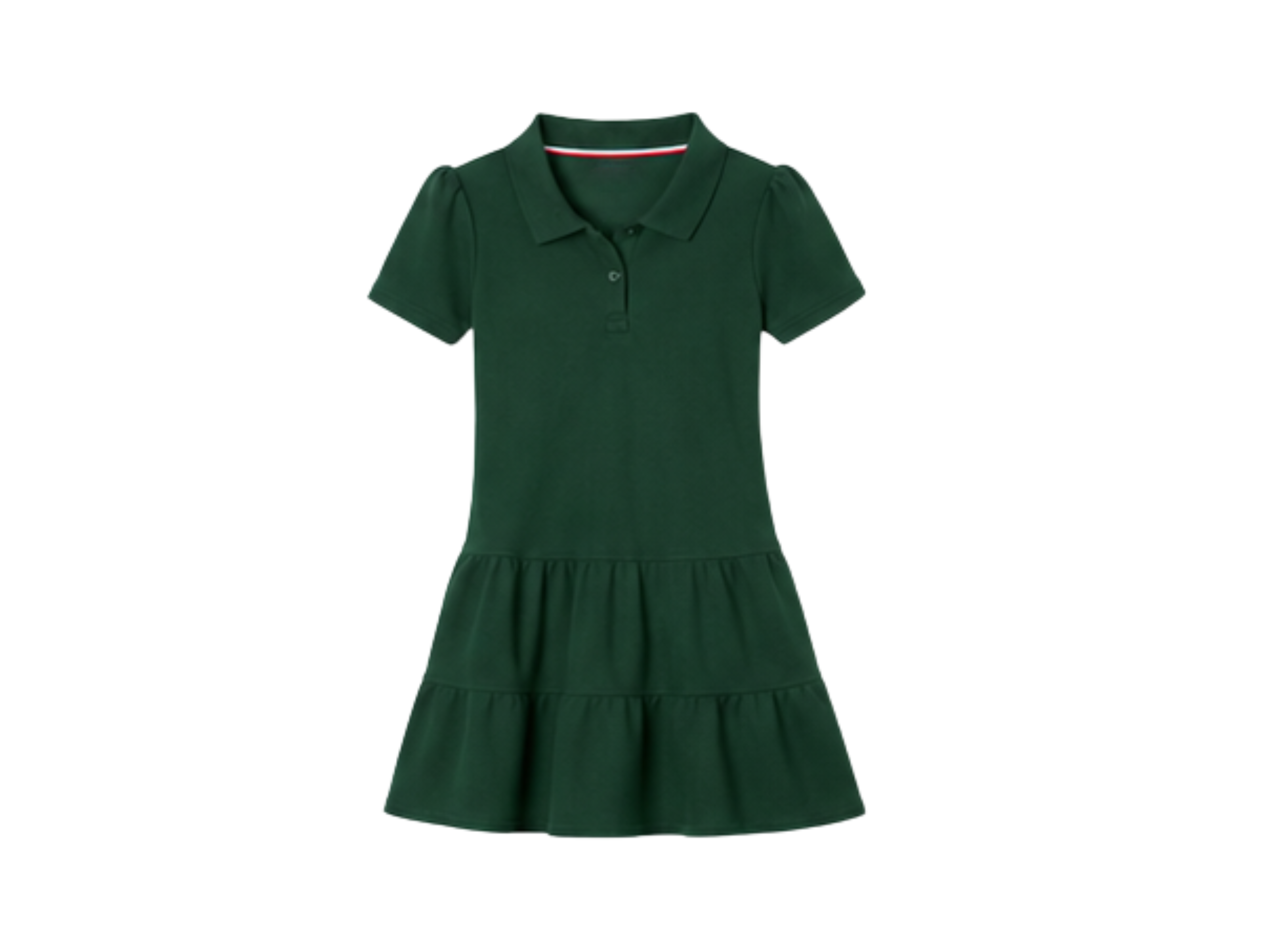 School Short Sleeve Ruffle Piqué Polo Dress Forest Green | B2B Low MOQ Wholesale