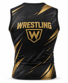 Custom Wrestling Compression Shirt | Wholesale Wrestling Team Shirt | Black Gold | Apparels Bridge