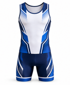 Custom Wrestling Singlet | Wholesale Two Piece Wrestling Uniform | White Blue Black | Apparels Bridge