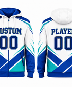 Custom White Blue Flag Football Hoodie – Wholesale Team Hoodie