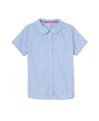 School Short Sleeve Peter Pan Collar Blouse Light Blue | B2B Low MOQ Wholesale