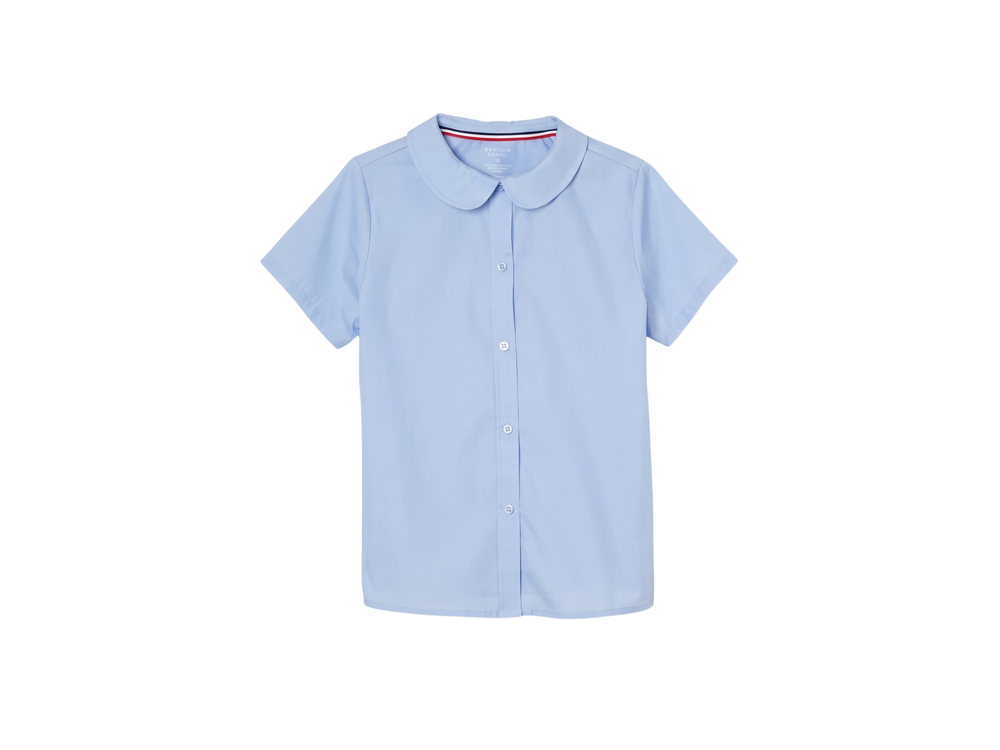 School Short Sleeve Peter Pan Collar Blouse Light Blue | B2B Low MOQ Wholesale front design preview