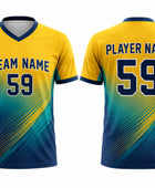 Custom Yellow Cricket Shirt Sublimated Short Sleeve Team Jersey for Clubs