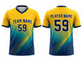 Custom Yellow Cricket Shirt Sublimated Short Sleeve Team Jersey for Clubs