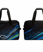 Custom Ice Hockey Team Bag – Black Blue Teal Sublimated Hockey Duffel Bag for Wholesale Orders