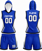 Custom Blue 7v7 Flag Football Uniform – Sleeveless Hooded Team Set