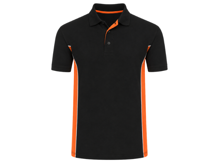 B2B Electrician Polo Shirt Black/Orange Workwear Low MOQ front design preview