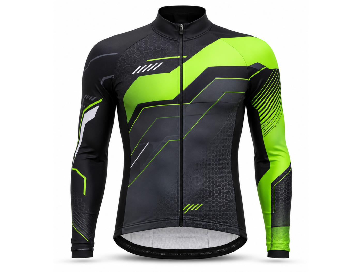 Custom Cycling Jacket | Wholesale Cycling Team Jacket | Black Lime Green | Apparels Bridge